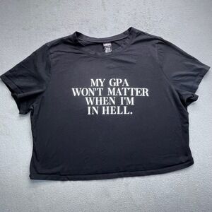 Cherry Kitten Black Crop Top T Shirt My‎ GPA Wont Matter In Hell Graphic Tee